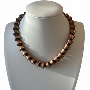 Rebajes Vintage Copper Necklace Modernist Sculptural Signed Book Piece)